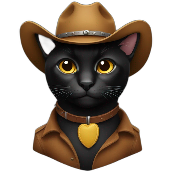 black cat wearing a cowboy hat emoji