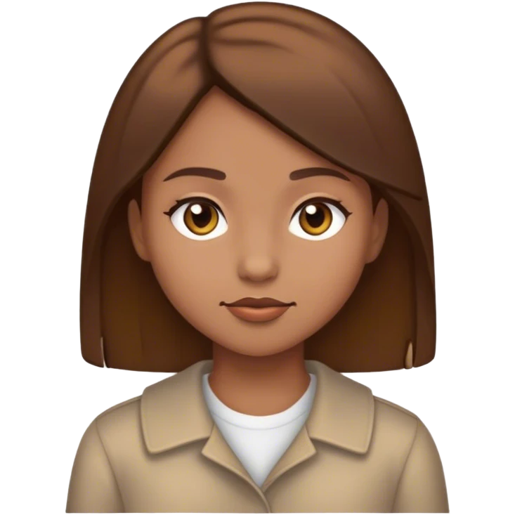 Una chica de piel trigueña clara con cabello castaño y lacio emoji