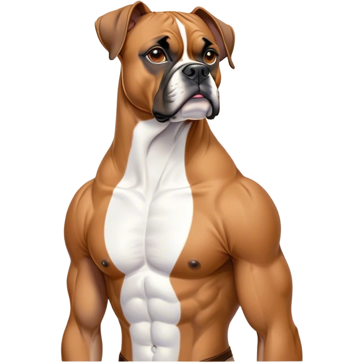 Cinematic Noble Fawn Boxer Dog Portrait Emoji, Poised and regal, with a strong, muscular build and a sleek, well-groomed fawn coat accented by a white muzzle and chest, deep-set soulful brown eyes, Simplified yet sharp and sophisticated features, highly detailed, glowing with a soft, dignified glow, high shine, intelligent and loyal, stylized with an air of strength, focused and attentive, soft glowing outline, capturing the essence of a watchful and confident guardian, so majestic it feels as though it could step out of the screen with effortless authority! emoji