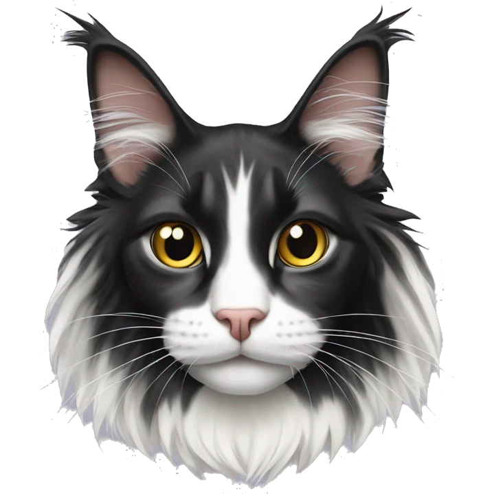 black and white maine coon cat emoji