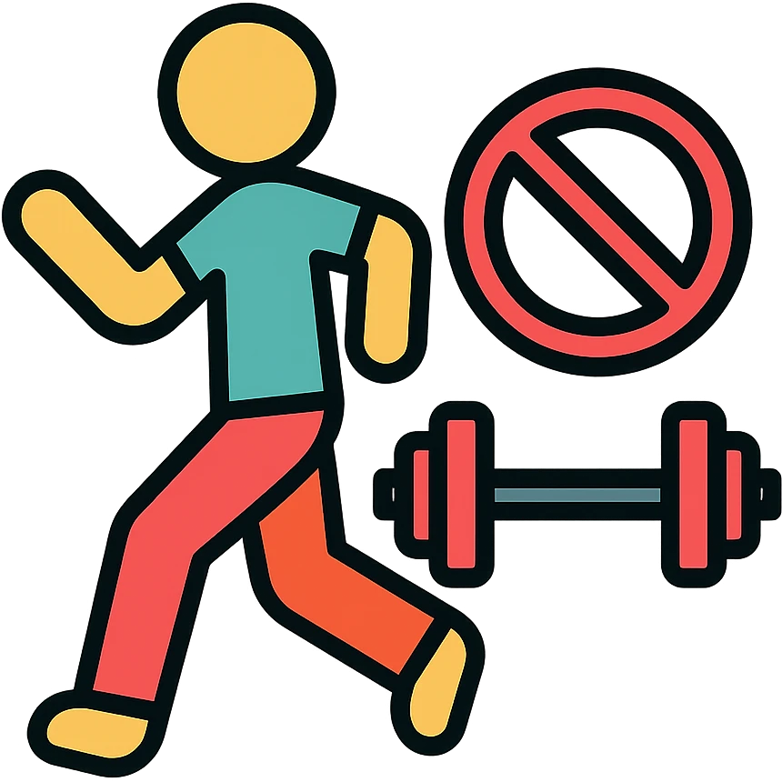 simple modern icon showing a person avoiding leg day, fitness theme emoji