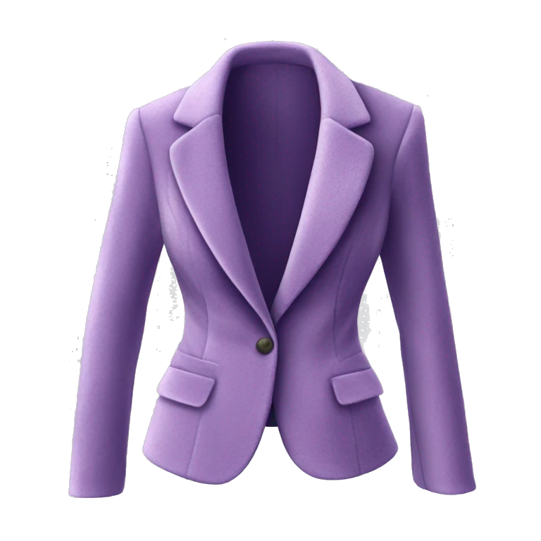 Realistic isolated open lavender fuzzy velvet feminine fashion blazer jacket. emoji