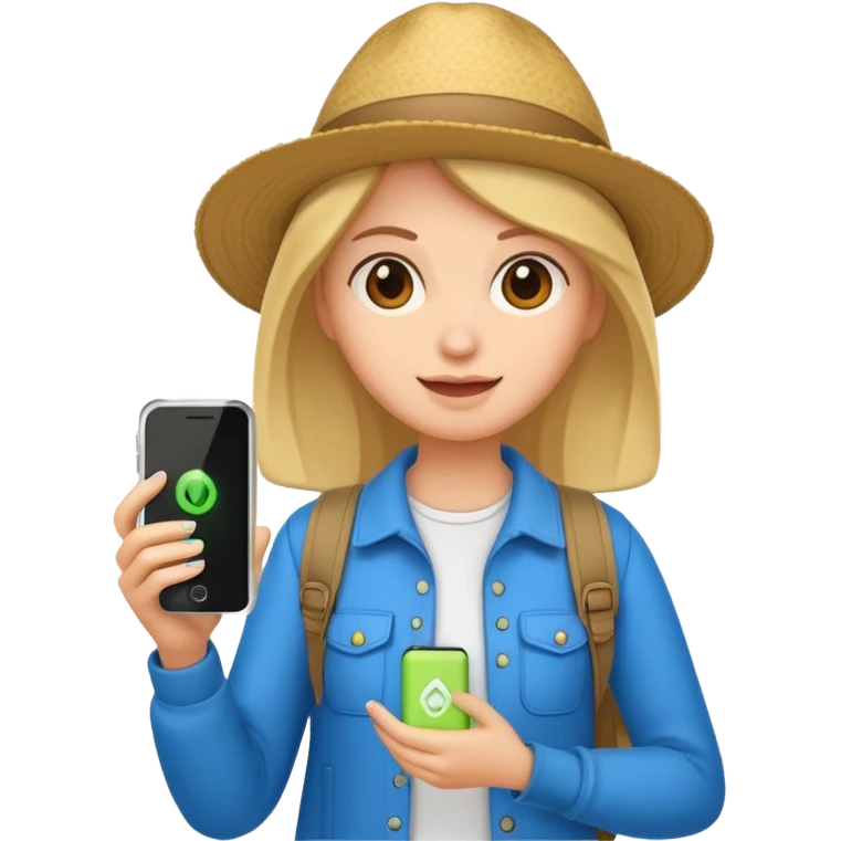 tourist woman holding powerbank emoji