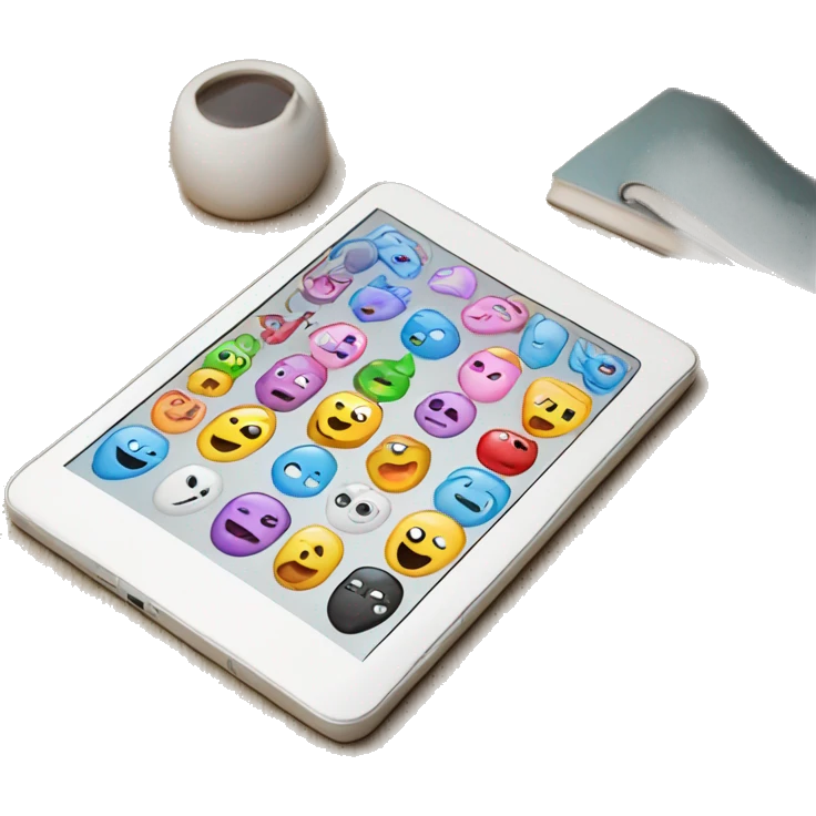 An electronic book. Tablet on the table  emoji