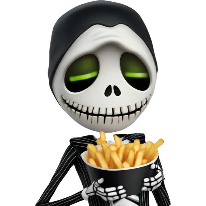 Jack skellington eating fries emoji
