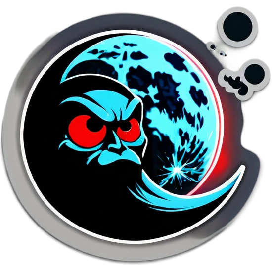 Moon with red eyes smoking join emoji