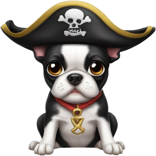 Pirate hat on Boston terrier emoji