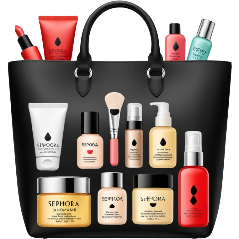 Sephora bag with products in it and skin care ￼ emoji