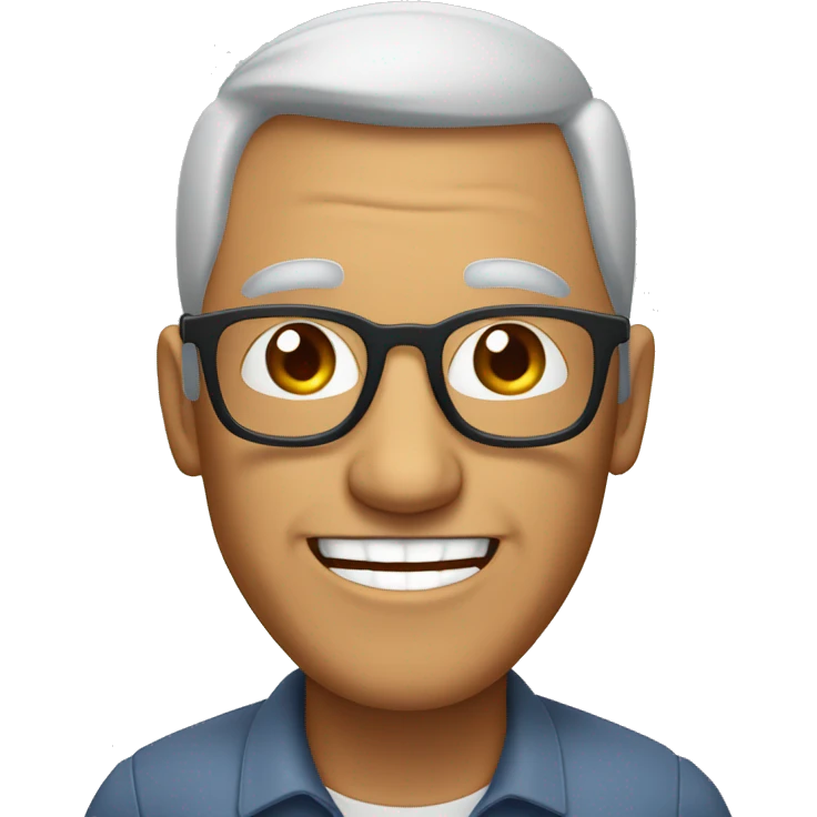 hombre con lentes sonriendo de 55 años de edad emoji