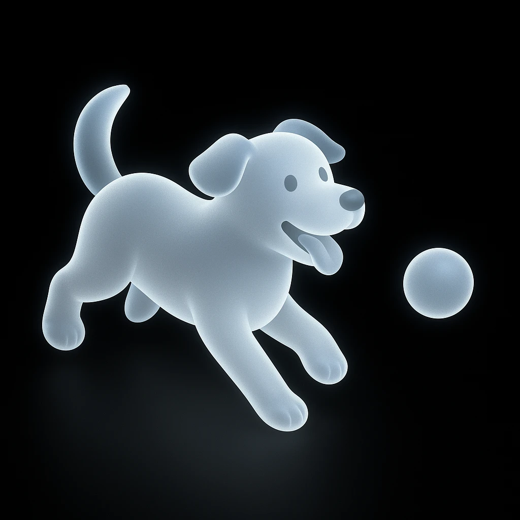 happy dog running after ball emoji