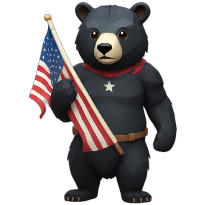stand Lowpoly black bear with flag emoji