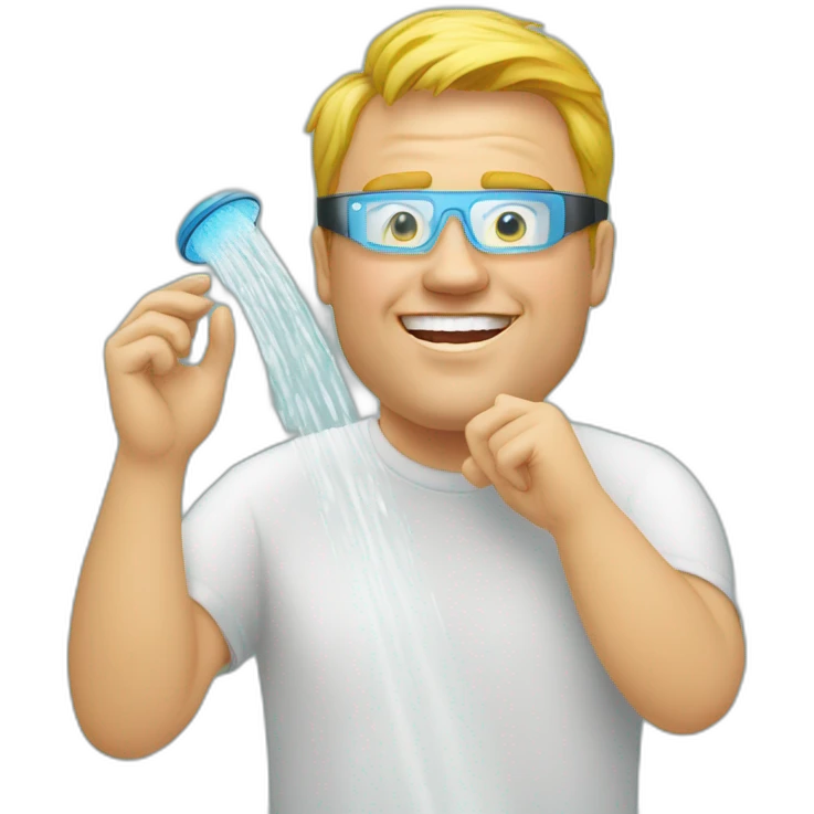 robert scoble taking a shower with google glass emoji