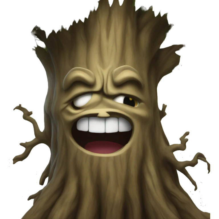 The scary tree is smiling terribly emoji