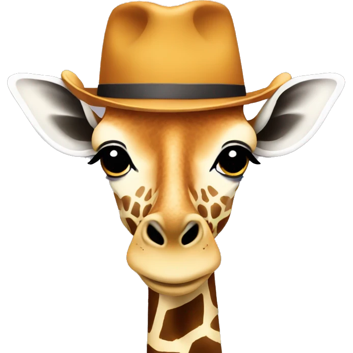 A giraffe wearing a hat emoji