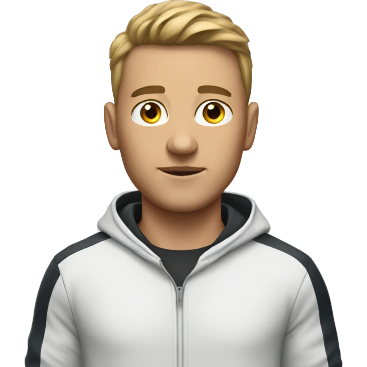 Young white sports coach wearing a tracksuit with no logos  emoji