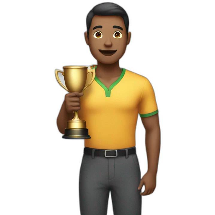 man holding prize cup emoji