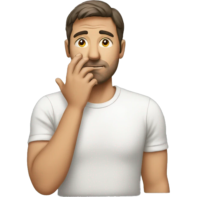 man with hand on face wondering emoji