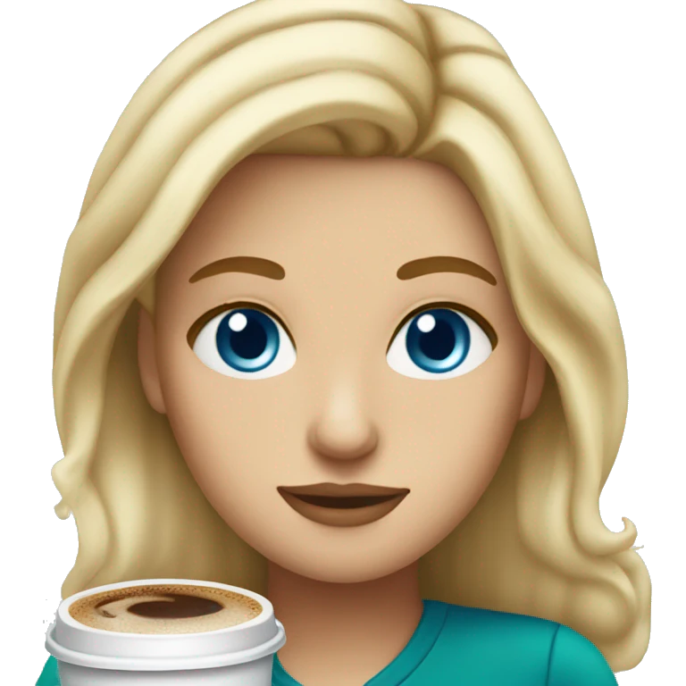 blonde girl blue eyes drinking starbucks emoji