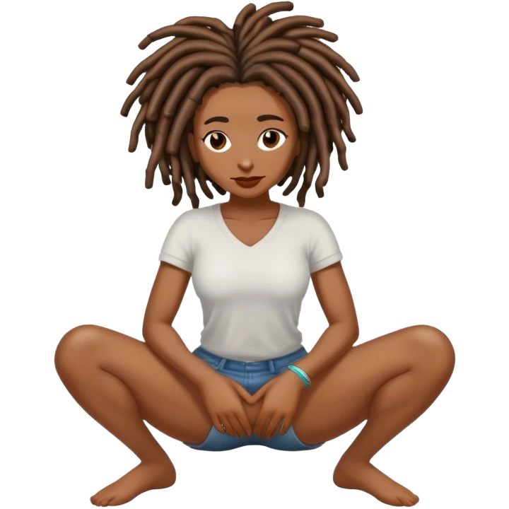 Black woman with locs on her knees  emoji