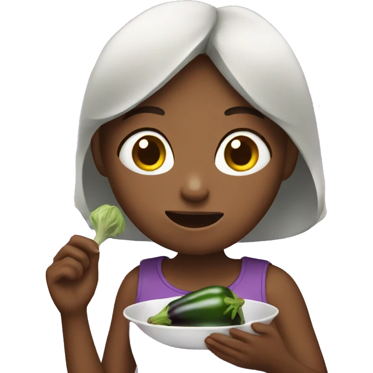 Girl eating eggplant emoji