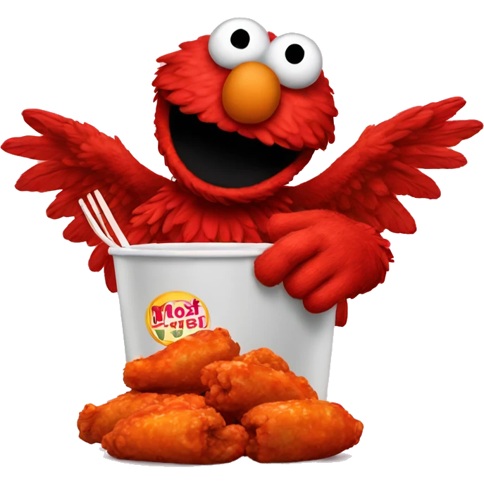 Elmo eating hot wings emoji