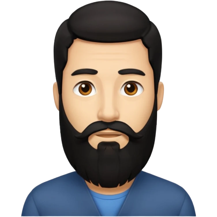رجل لديه شعراسود طويل ولحية  emoji