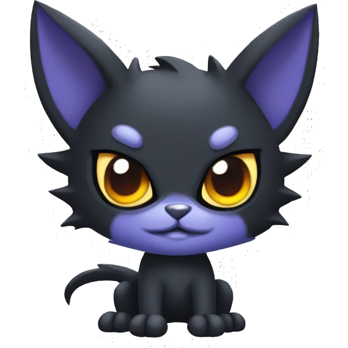Black Cool Edgy Punk-Gothic Horned Bawinged Litten-Bat-cat-Fakemon with bat ears full emoji