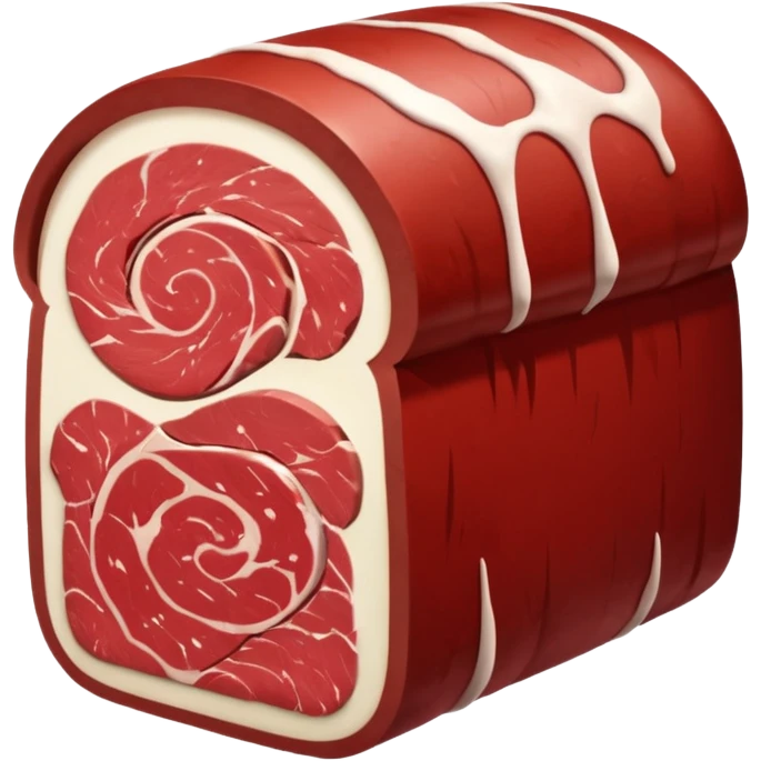 raw beef roast, thick cylinder, deep red, light marbling, thin white fat layer, smooth firm, natural grain, no string, tray, or garnish, soft lighting, transparent background, emoji scale emoji