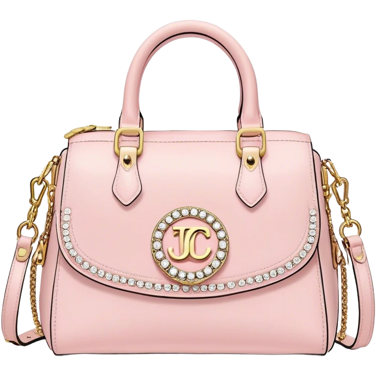 pale pink juicy couture purse with big JC on the front bling bling emoji