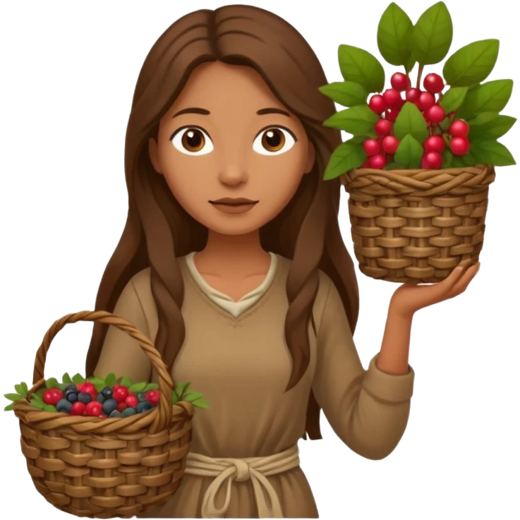 A gatherer woman carrying a woven basket of roots and berries.


















 emoji