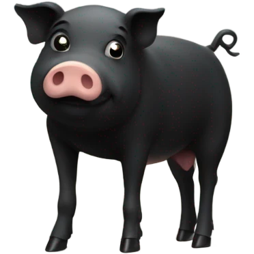 black pig with white legs by a window emoji