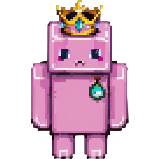 minecraft pig full body pink blocky animal with square head wearing a crown emoji
