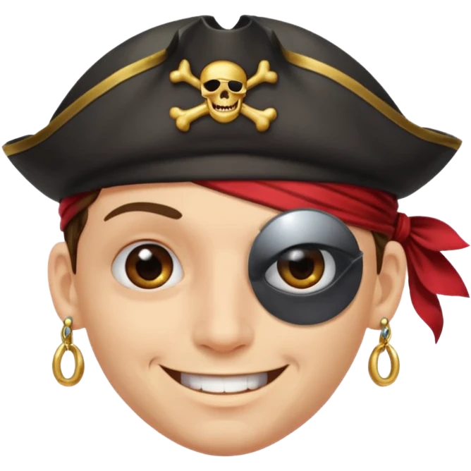 Eye patch pirate with earring, one eye covered
 emoji