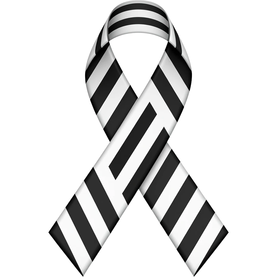 black and white striped ribbon (like the cancer awareness ribbon) emoji