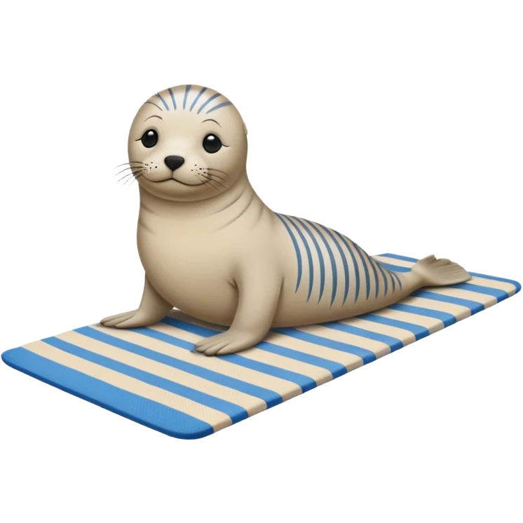 Seal on yoga mat on sand emoji