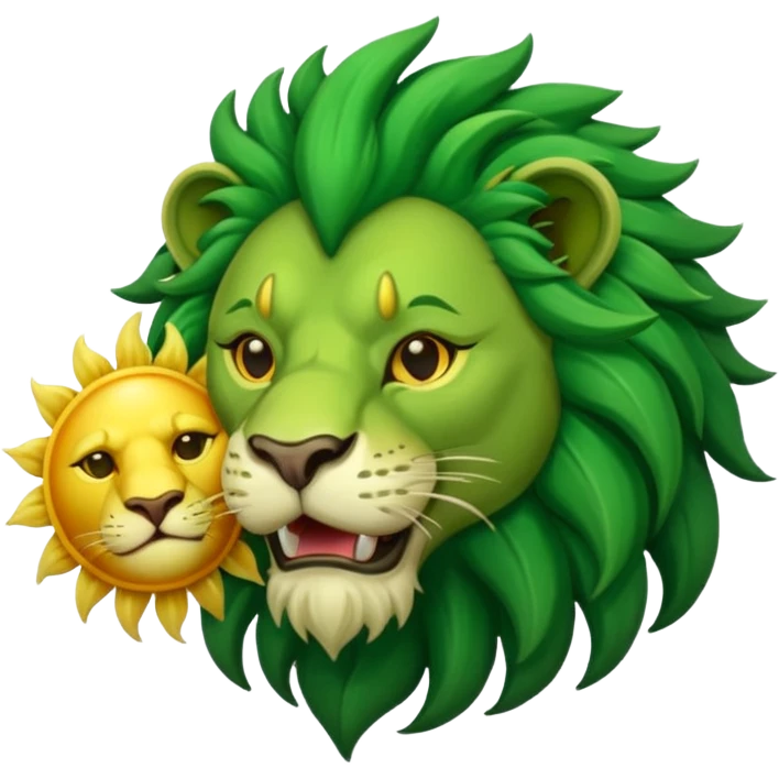 Alchemist style green lion devouring sun emoji