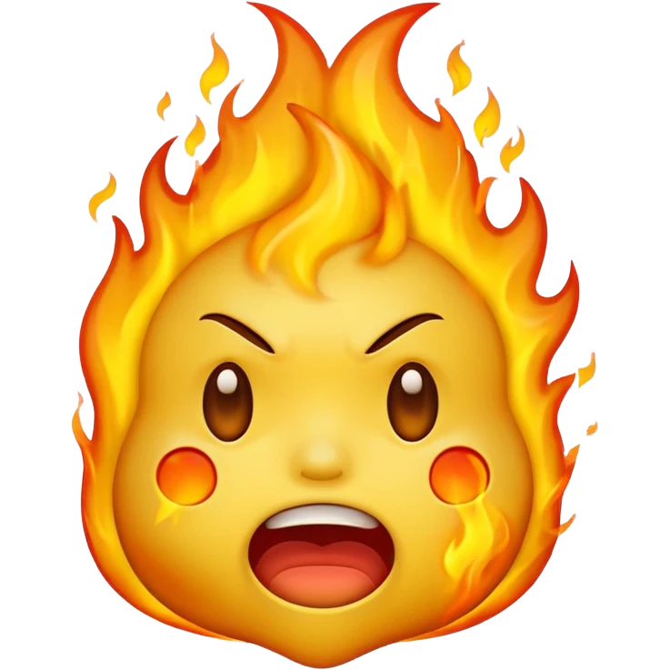 The emoji yellow On fire Scared emoji