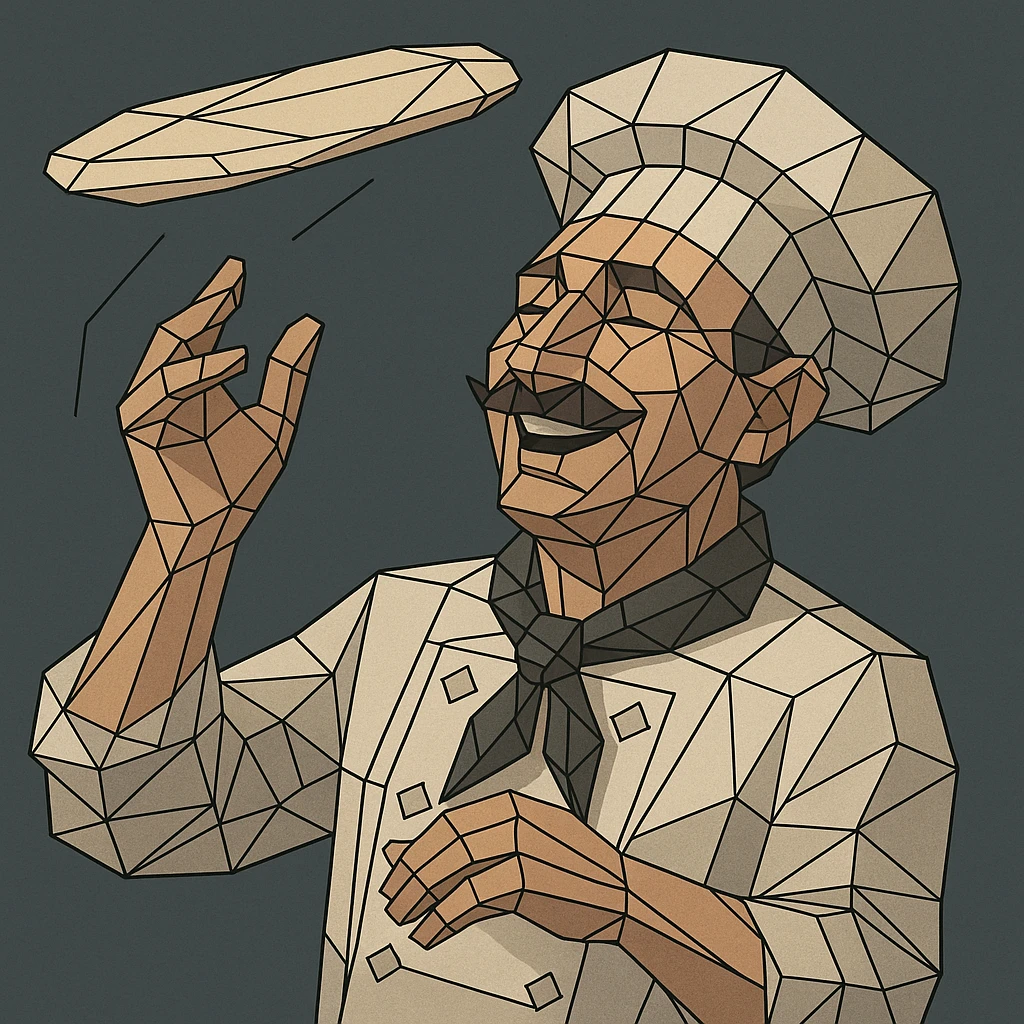 smiling Italian chef spinning pizza dough emoji