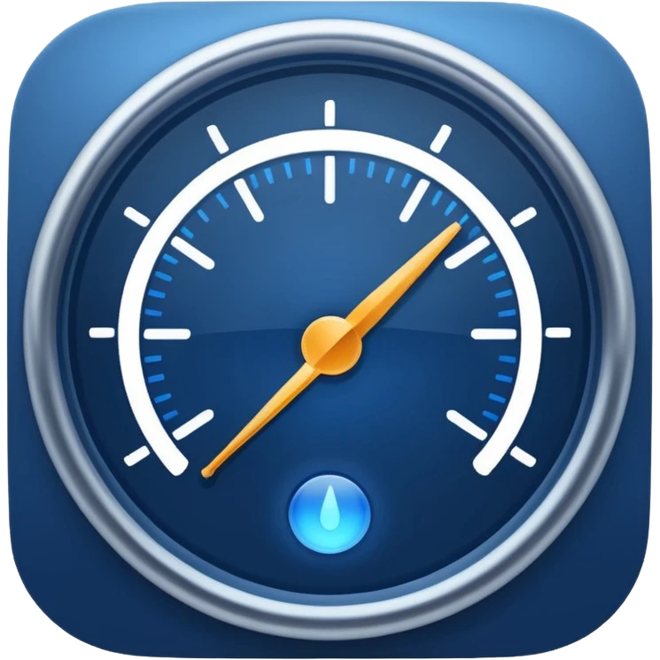 a simple gauge, deep blue with a faint glow, no numbers, clean and modern look, apple emoji style emoji