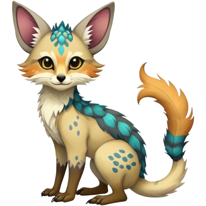 Feral Rare Fantasy colorful Vernid-Trico-species by LiLaiRa, random markings, tufted tail, tufted ears, full body emoji