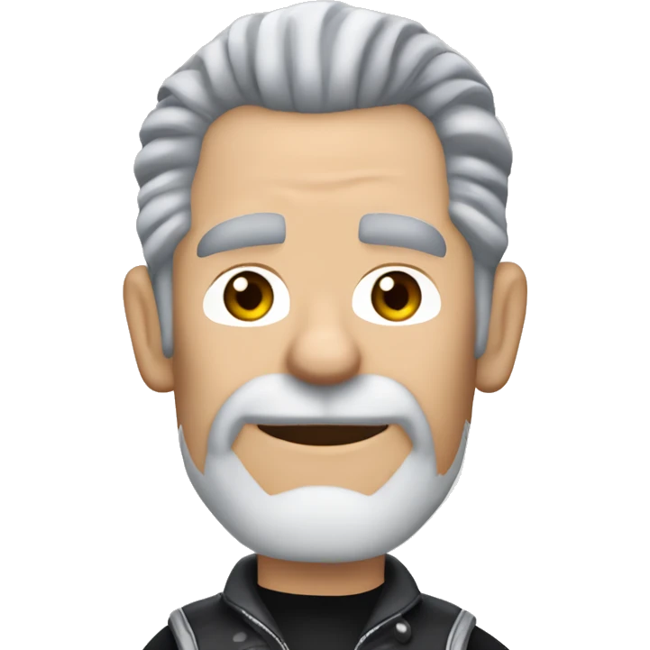 grey haired Caucasian biker on a  blue Harley Davidson road king emoji