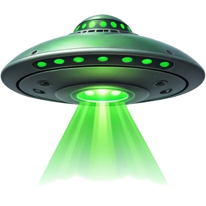 Alien spaceship, glowing beam, small cartoon emoji, no background emoji