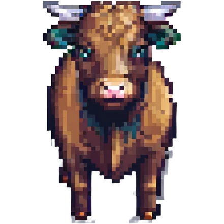 a steer in pixel art style, simple, blocky emoji