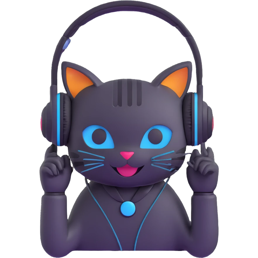 a smiling cybercat wearing headphones emoji