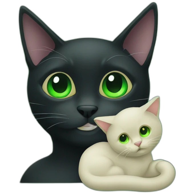 black cat green glas emoji