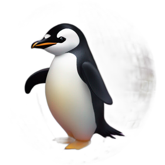 Penguin inside a disco ball emoji