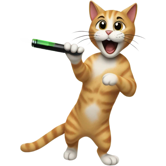 cat hitting a long vape pen emoji