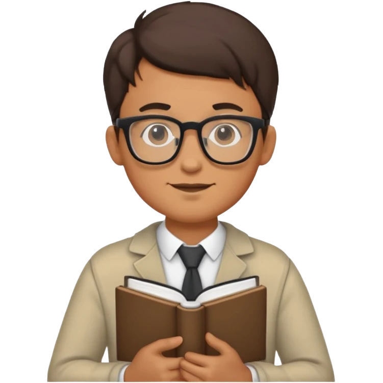 Nerd man wearing glasses with the book and computer emoji