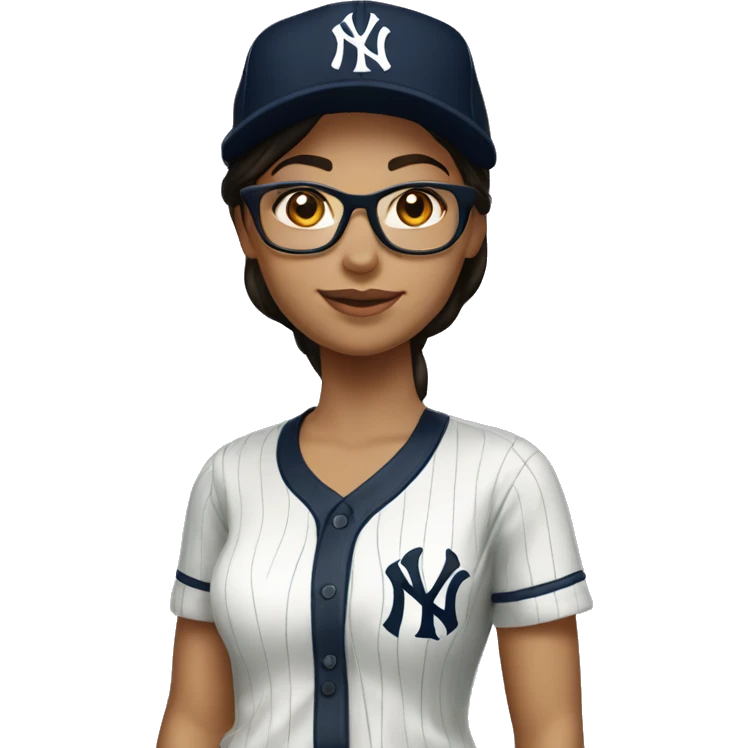 Brunette women with glasses New York Yankees cap emoji