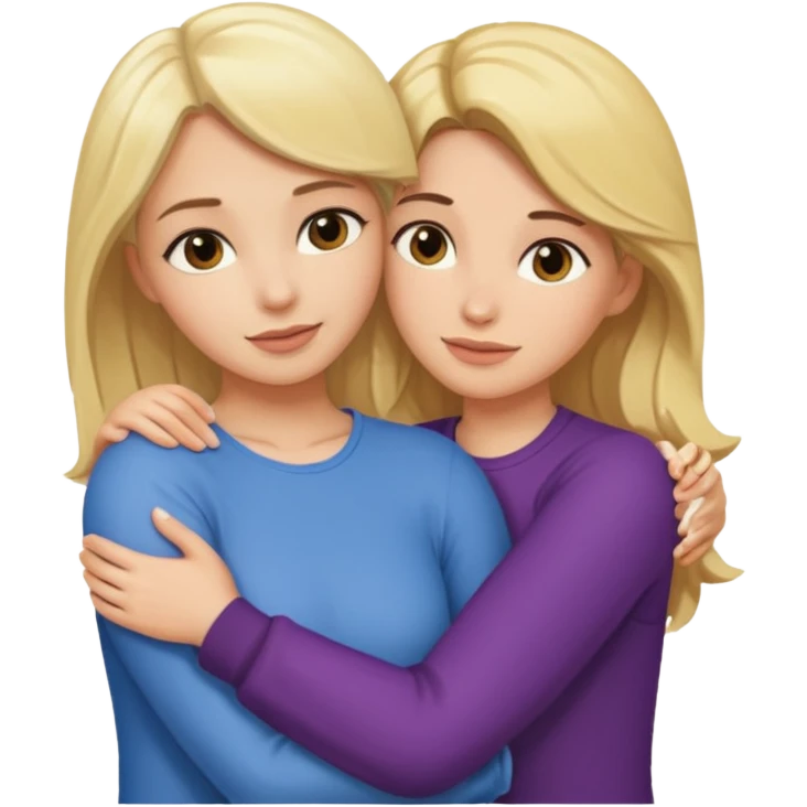 blonde hugging brunette  emoji
